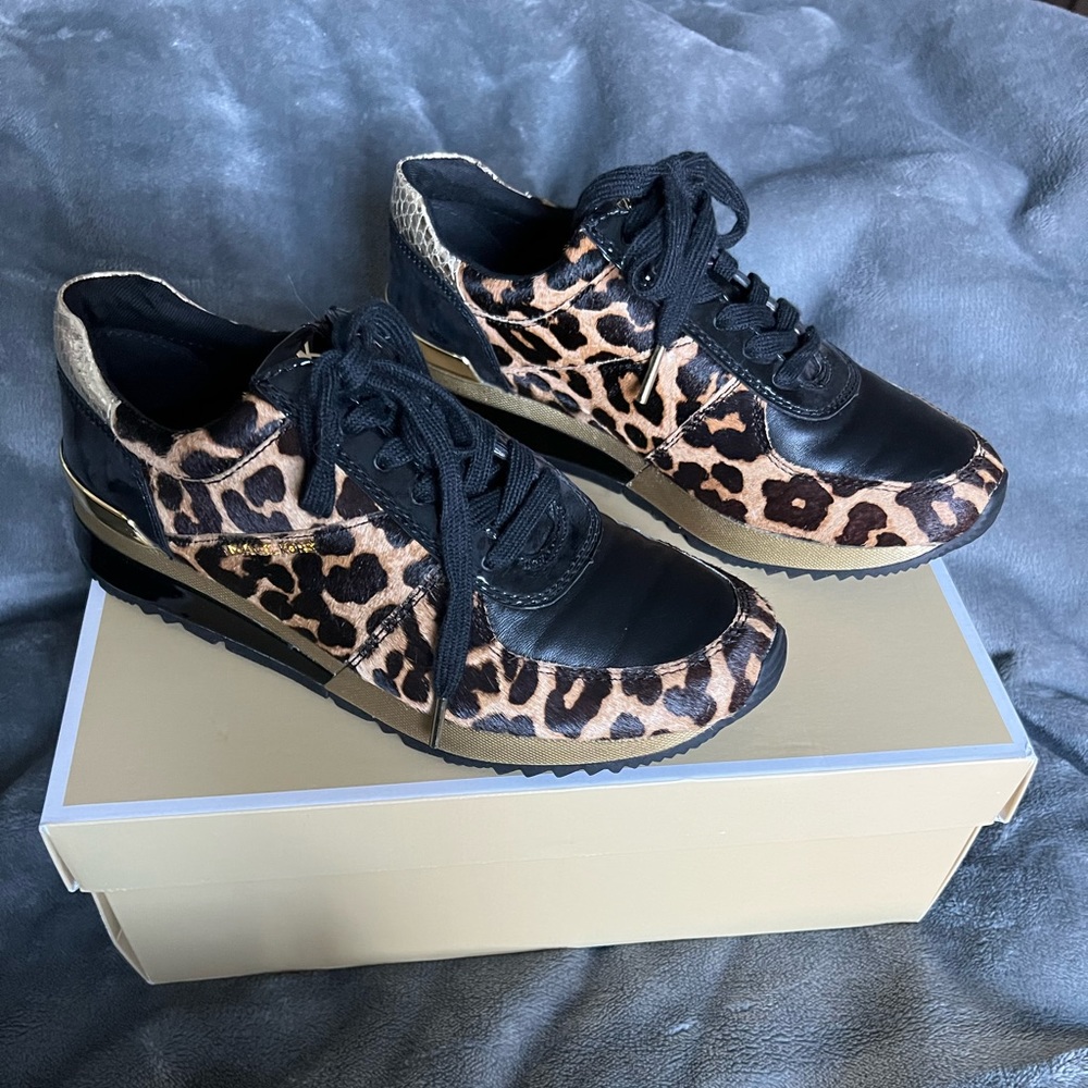 Michael by Michael Kors Allie Wrap Trainer Leopard Sneakers - Picture 3 of 13